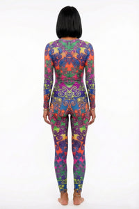 Long Sleeve Catsuit : Rainbow Jellyfish Fractal - Space Tribe