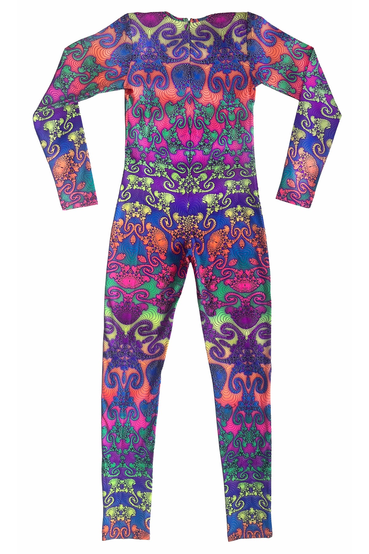 Long Sleeve Catsuit : Rainbow Jellyfish Fractal - Space Tribe