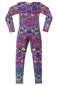 Long Sleeve Catsuit : Rainbow Jellyfish Fractal - Space Tribe