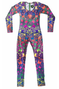 Long Sleeve Catsuit : Rainbow Jellyfish Fractal - Space Tribe
