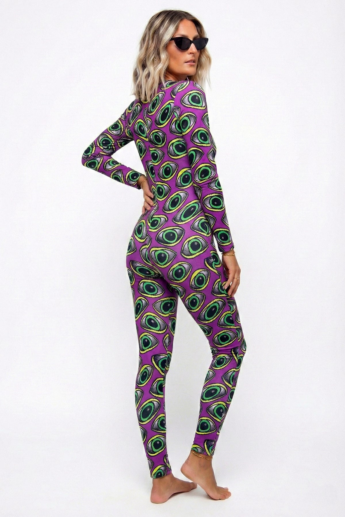Long Sleeve Catsuit : Purple Eyes - Space Tribe