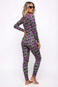 Long Sleeve Catsuit : Purple Eyes - Space Tribe