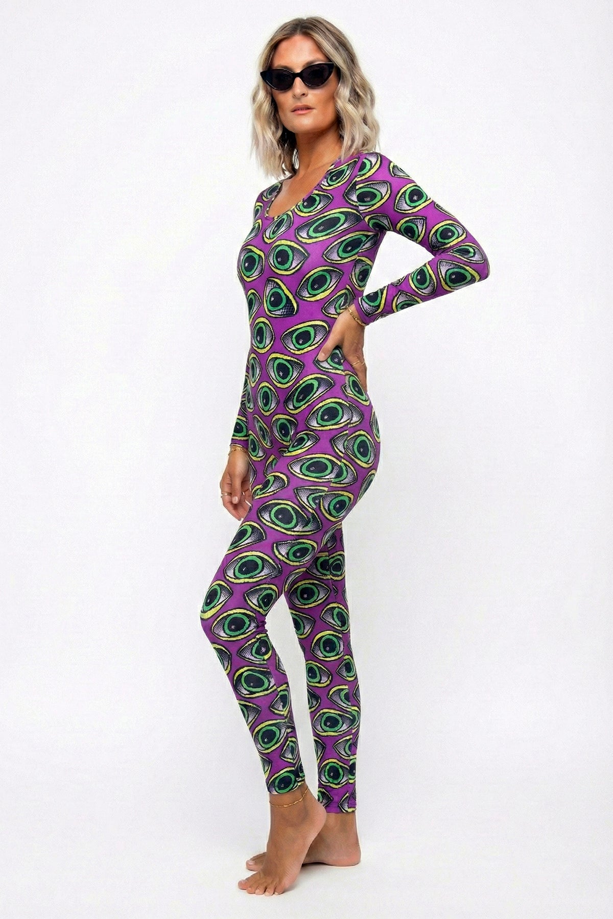 Long Sleeve Catsuit : Purple Eyes - Space Tribe