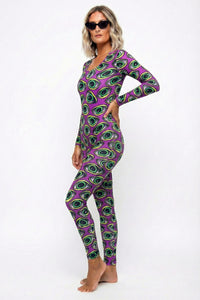 Long Sleeve Catsuit : Purple Eyes - Space Tribe