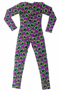 Long Sleeve Catsuit : Purple Eyes - Space Tribe