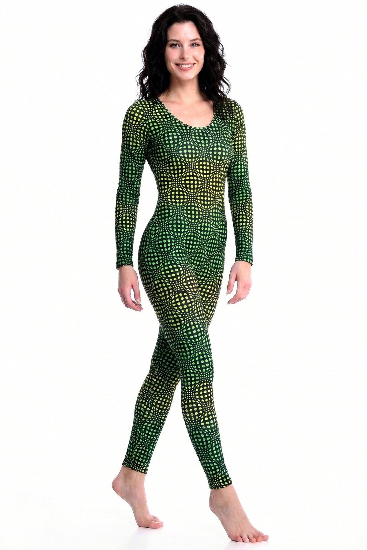 Long Sleeve Catsuit : Lime Wobberelli - Space Tribe
