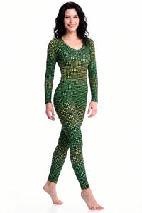 Long Sleeve Catsuit : Lime Wobberelli - Space Tribe