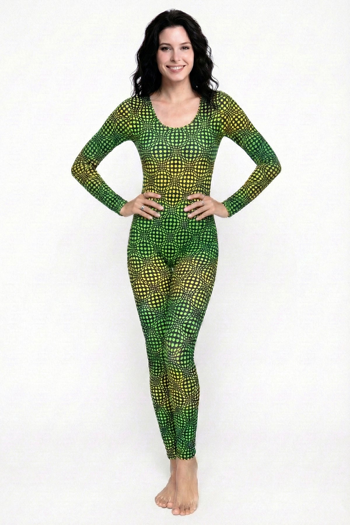 Long Sleeve Catsuit : Lime Wobberelli - Space Tribe
