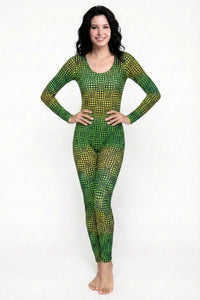 Long Sleeve Catsuit : Lime Wobberelli - Space Tribe