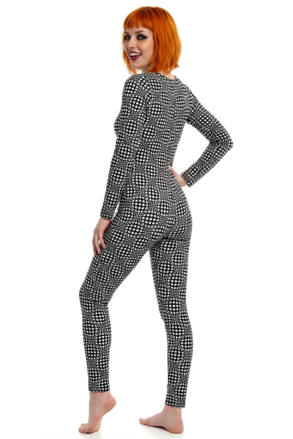 Long Sleeve Catsuit : B/W Wobberelli - Space Tribe