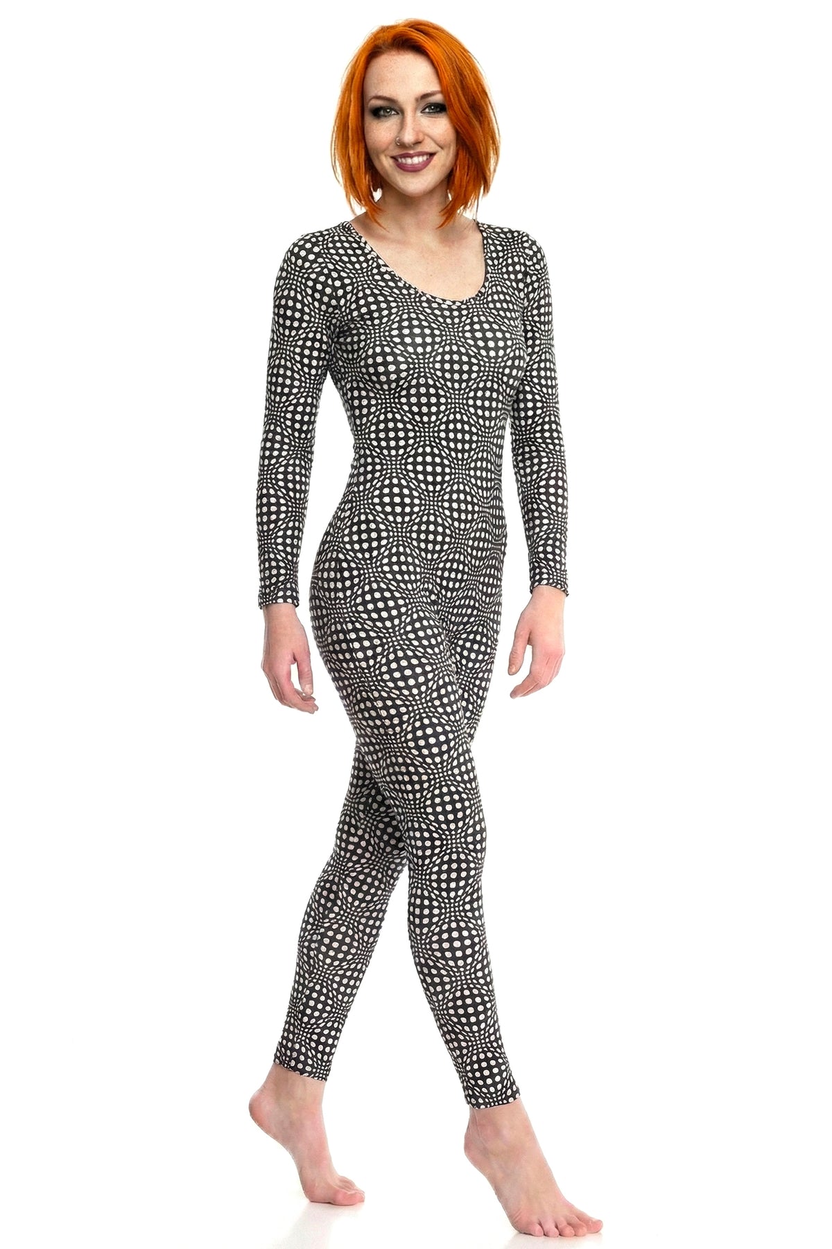 Long Sleeve Catsuit : B/W Wobberelli - Space Tribe