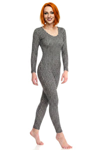 Long Sleeve Catsuit : B/W Wobberelli - Space Tribe