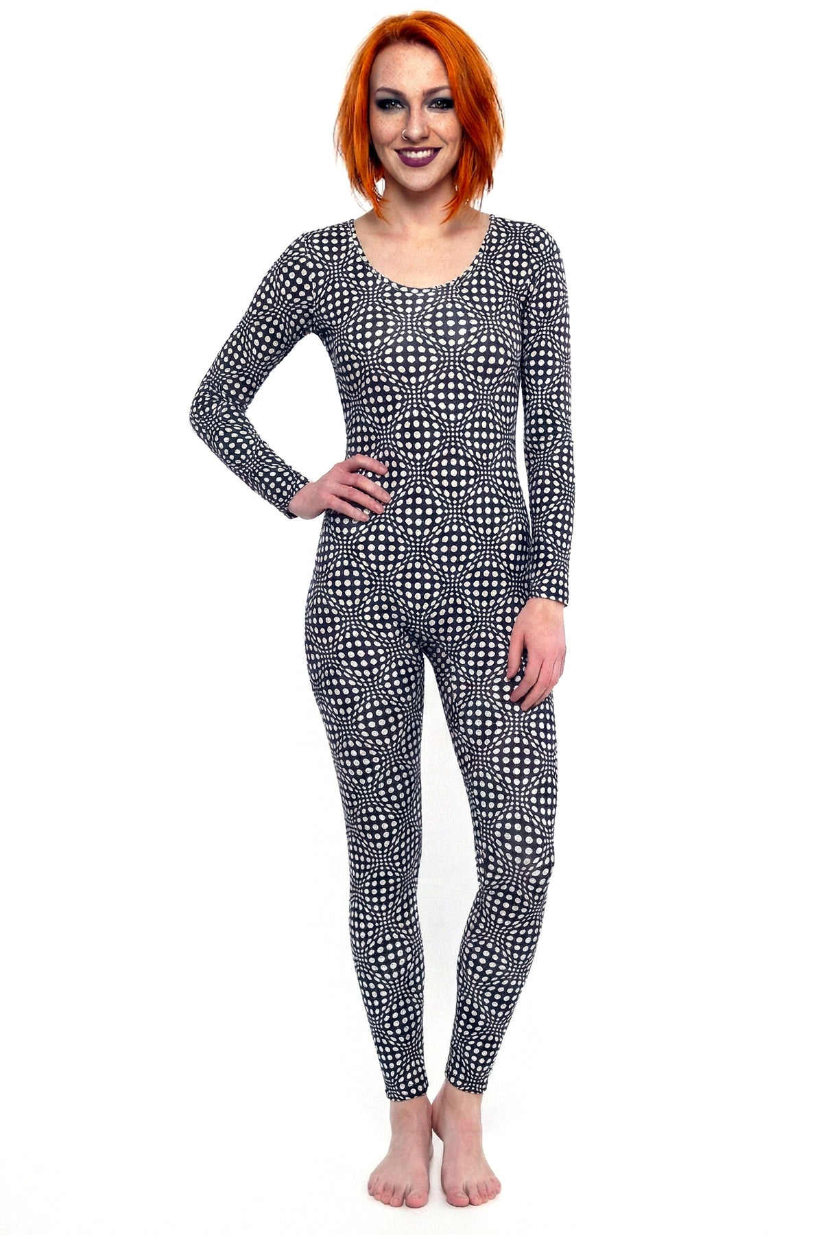 Long Sleeve Catsuit : B/W Wobberelli - Space Tribe