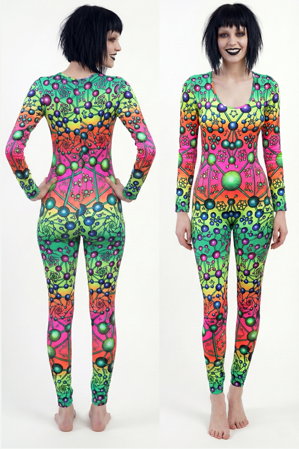 Long Sleeve Catsuit : Atomic Rainbow - Space Tribe
