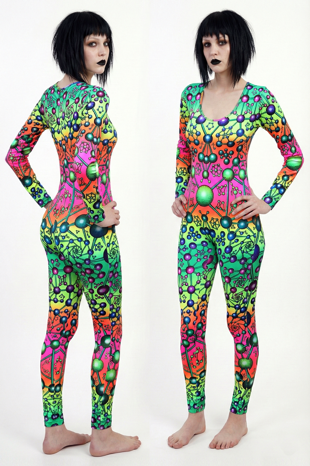 Long Sleeve Catsuit : Atomic Rainbow - Space Tribe