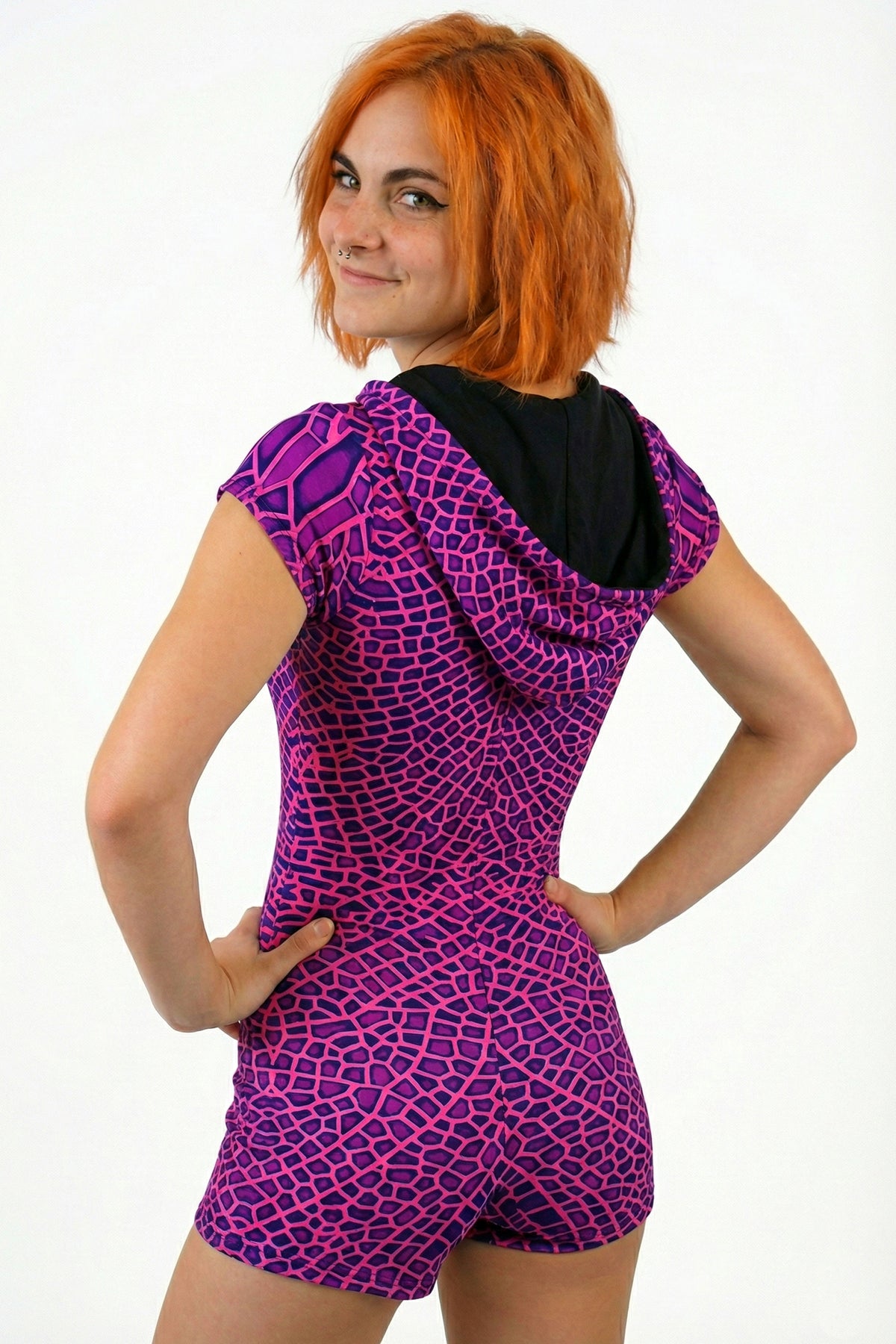 Hooded Playsuit : Pink Dragonfly - Space Tribe