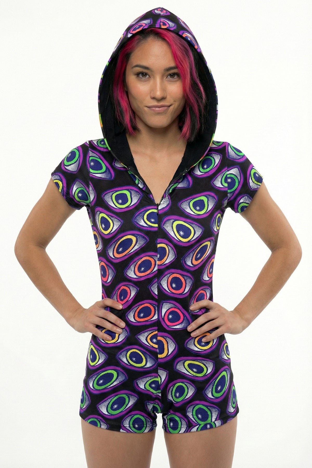 Hooded Playsuit : Rainbow Eyes