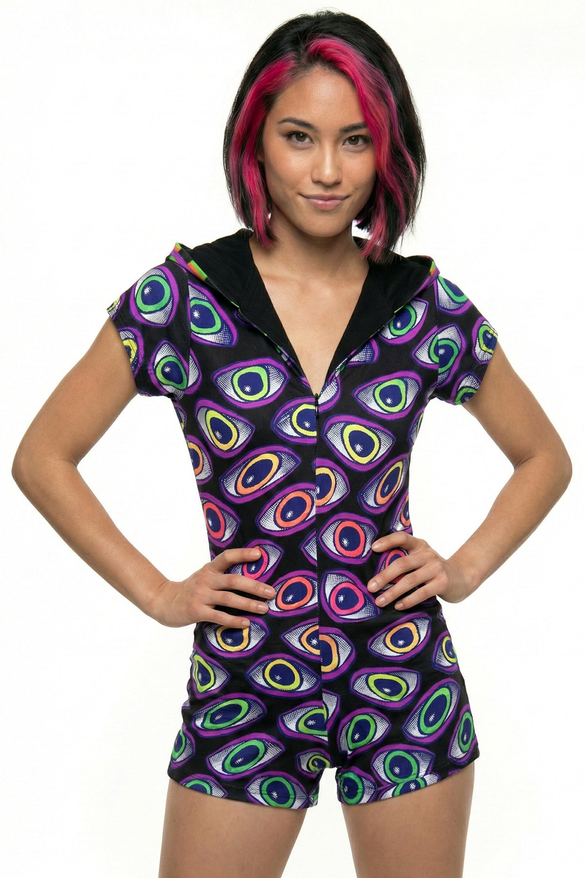 Hooded Playsuit : Rainbow Eyes