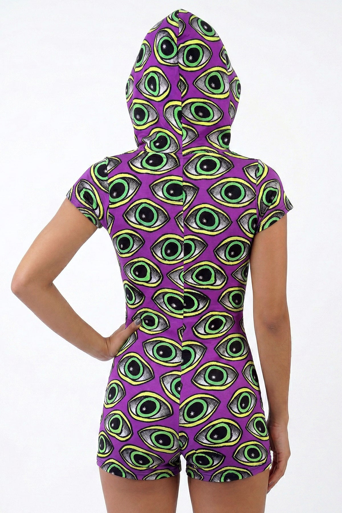 Hooded Playsuit : Purple Eyes