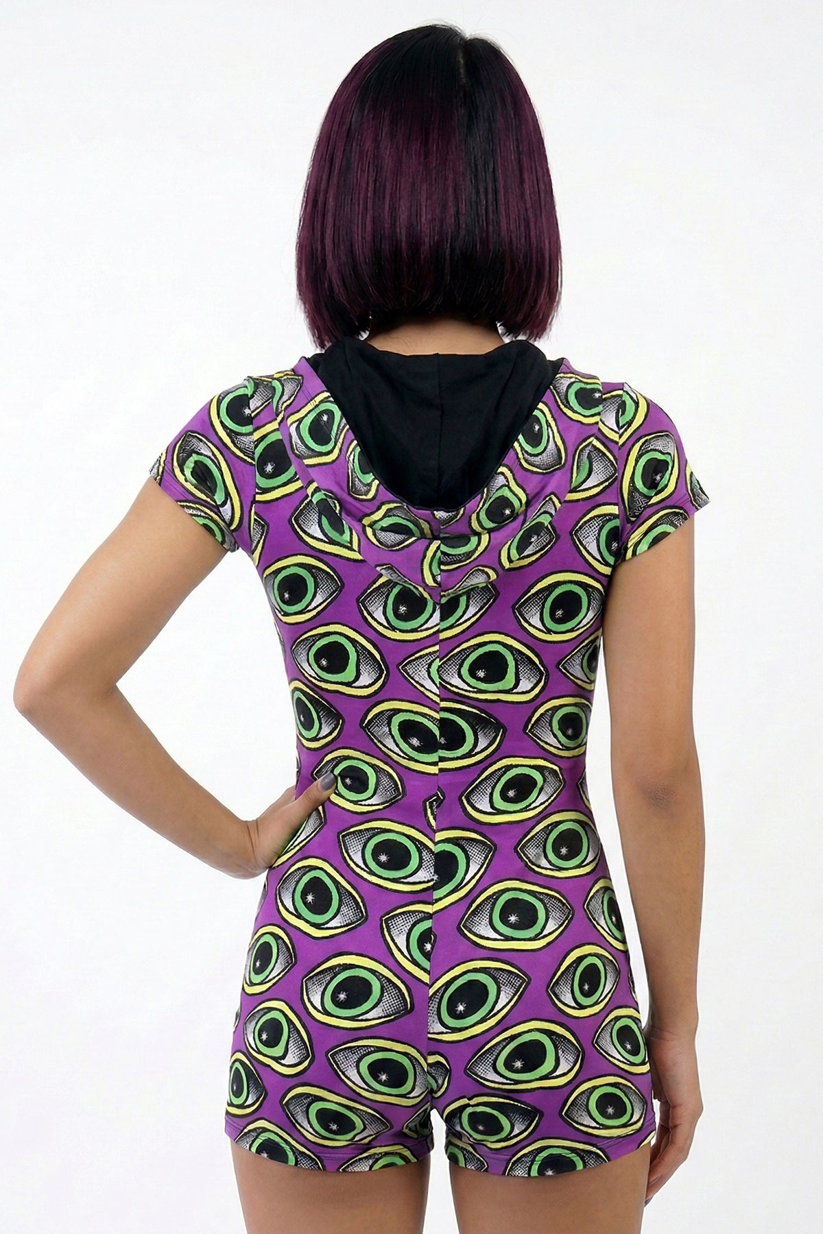 Hooded Playsuit : Purple Eyes