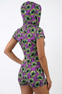 Hooded Playsuit : Purple Eyes