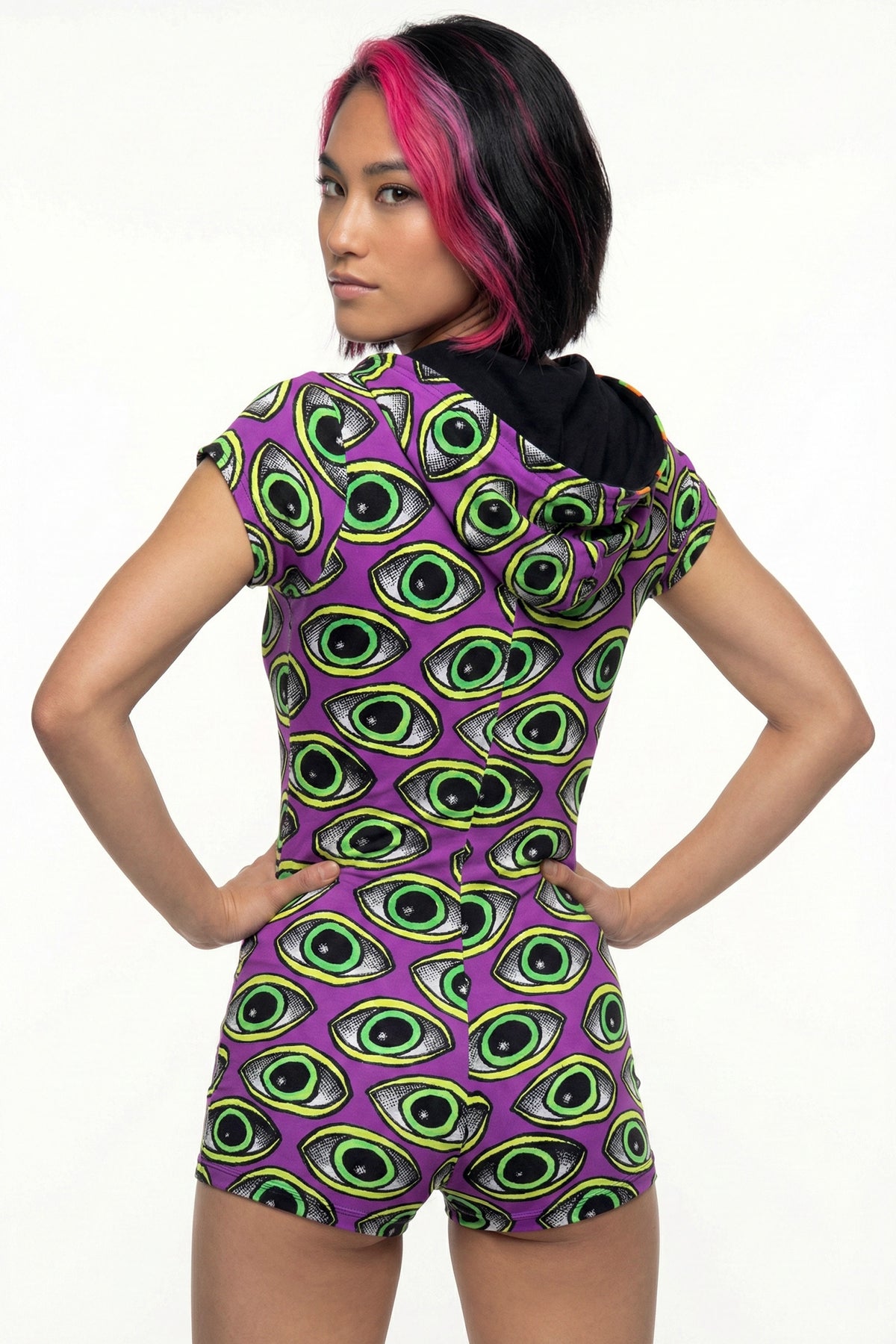 Hooded Playsuit : Purple Eyes - Space Tribe