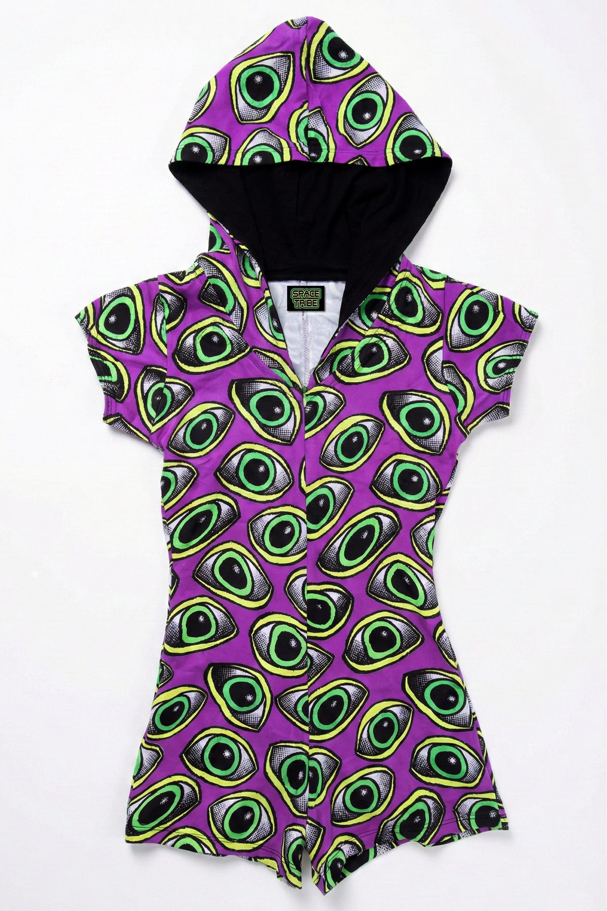 Hooded Playsuit : Purple Eyes - Space Tribe