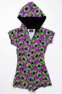 Hooded Playsuit : Purple Eyes - Space Tribe