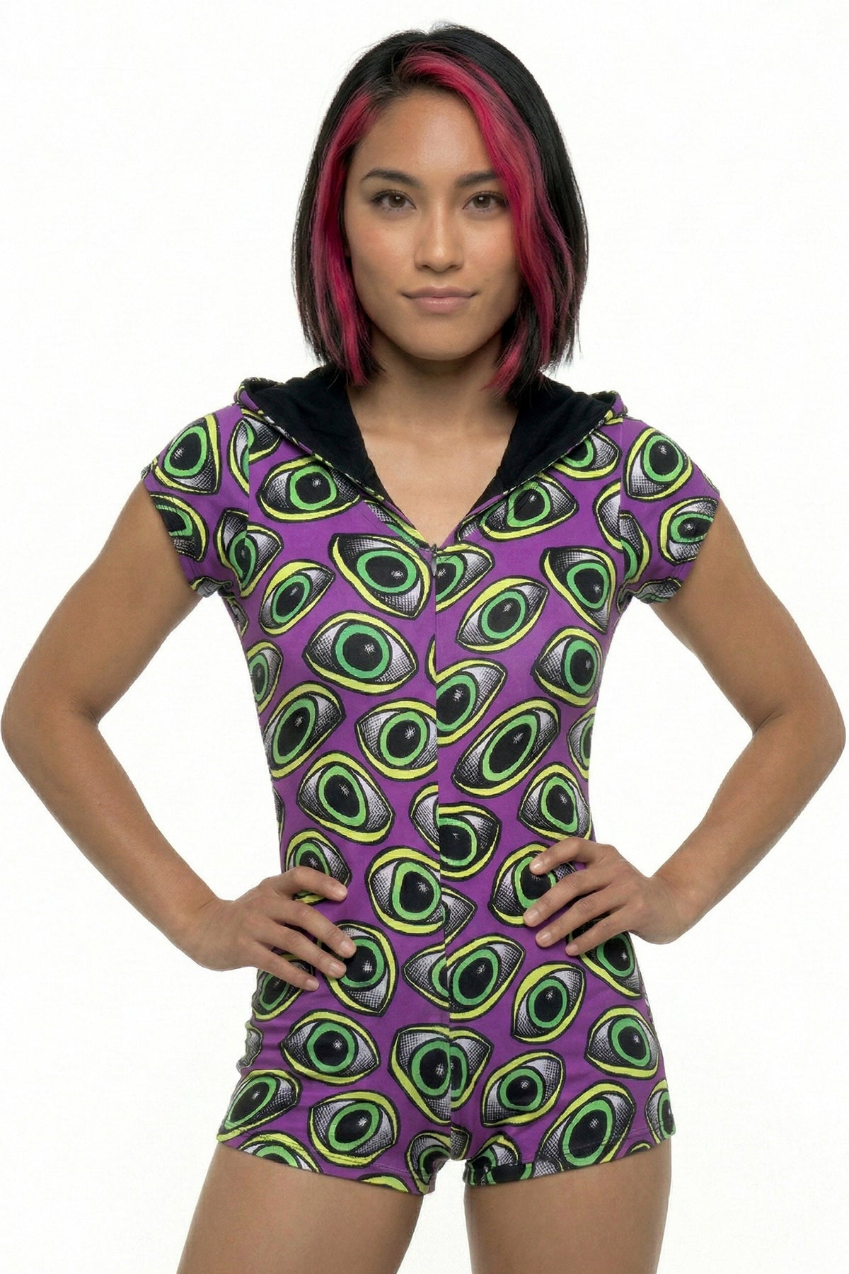 Hooded Playsuit : Purple Eyes