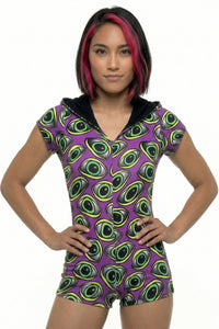 Hooded Playsuit : Purple Eyes