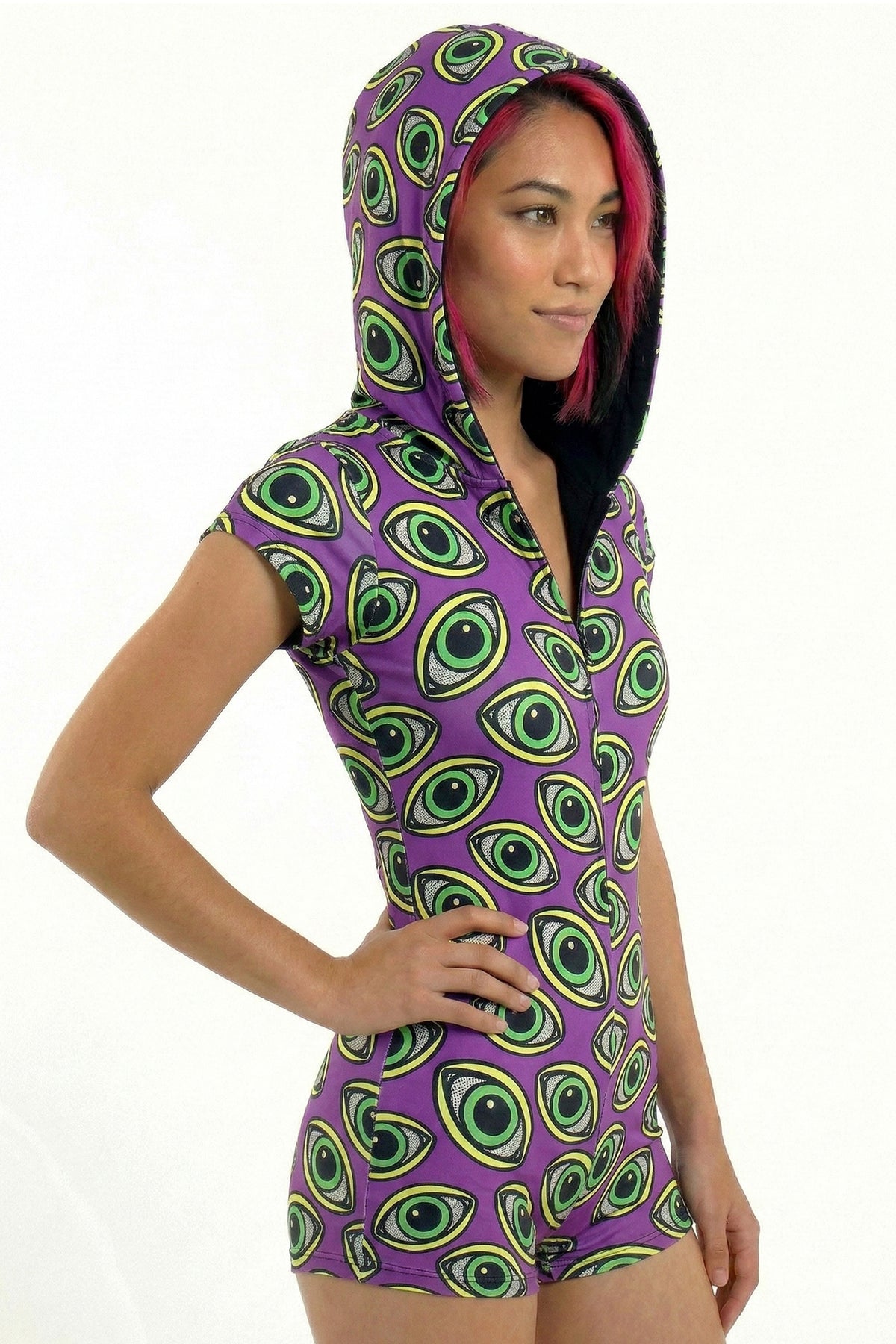 Hooded Playsuit : Purple Eyes