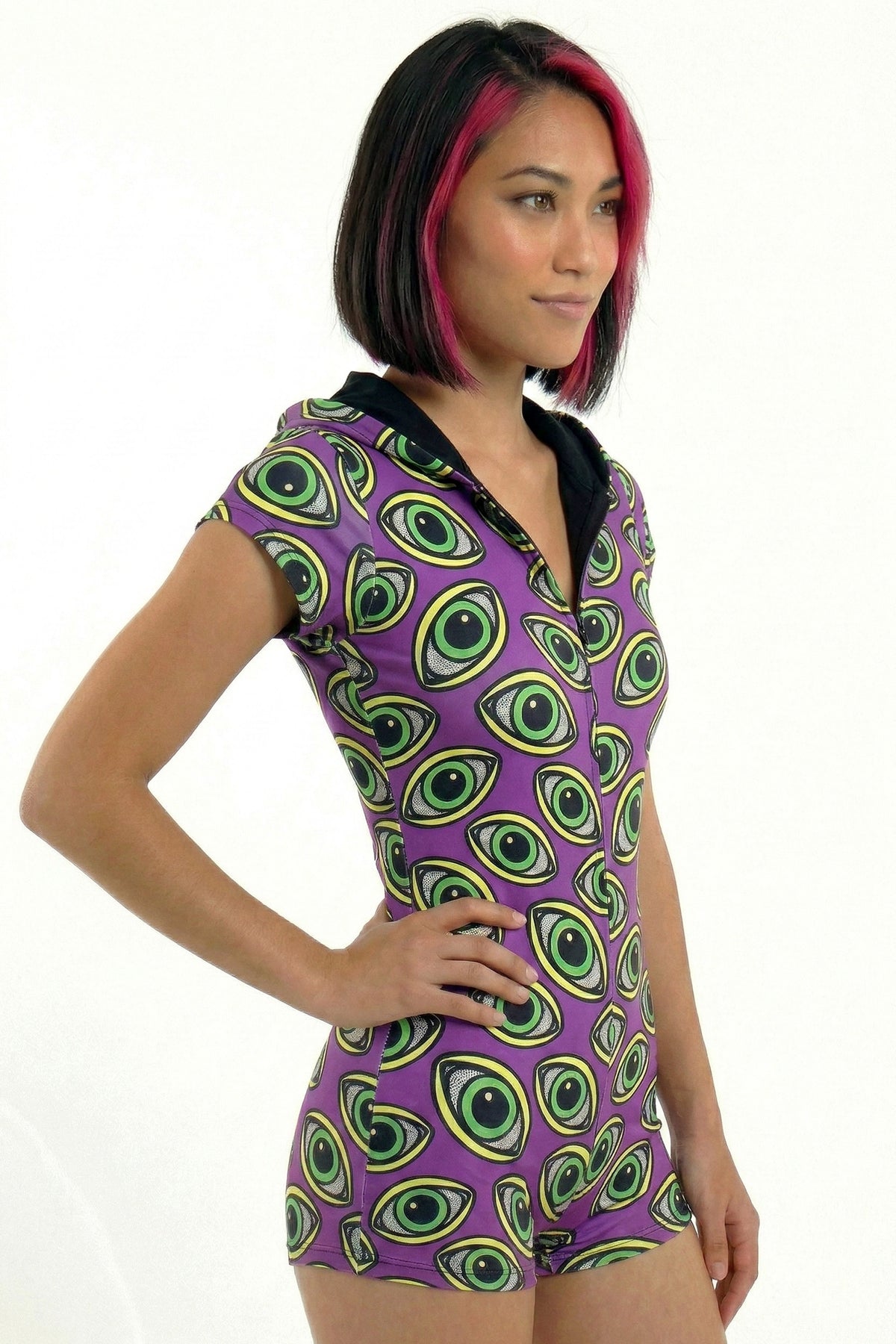 Hooded Playsuit : Purple Eyes