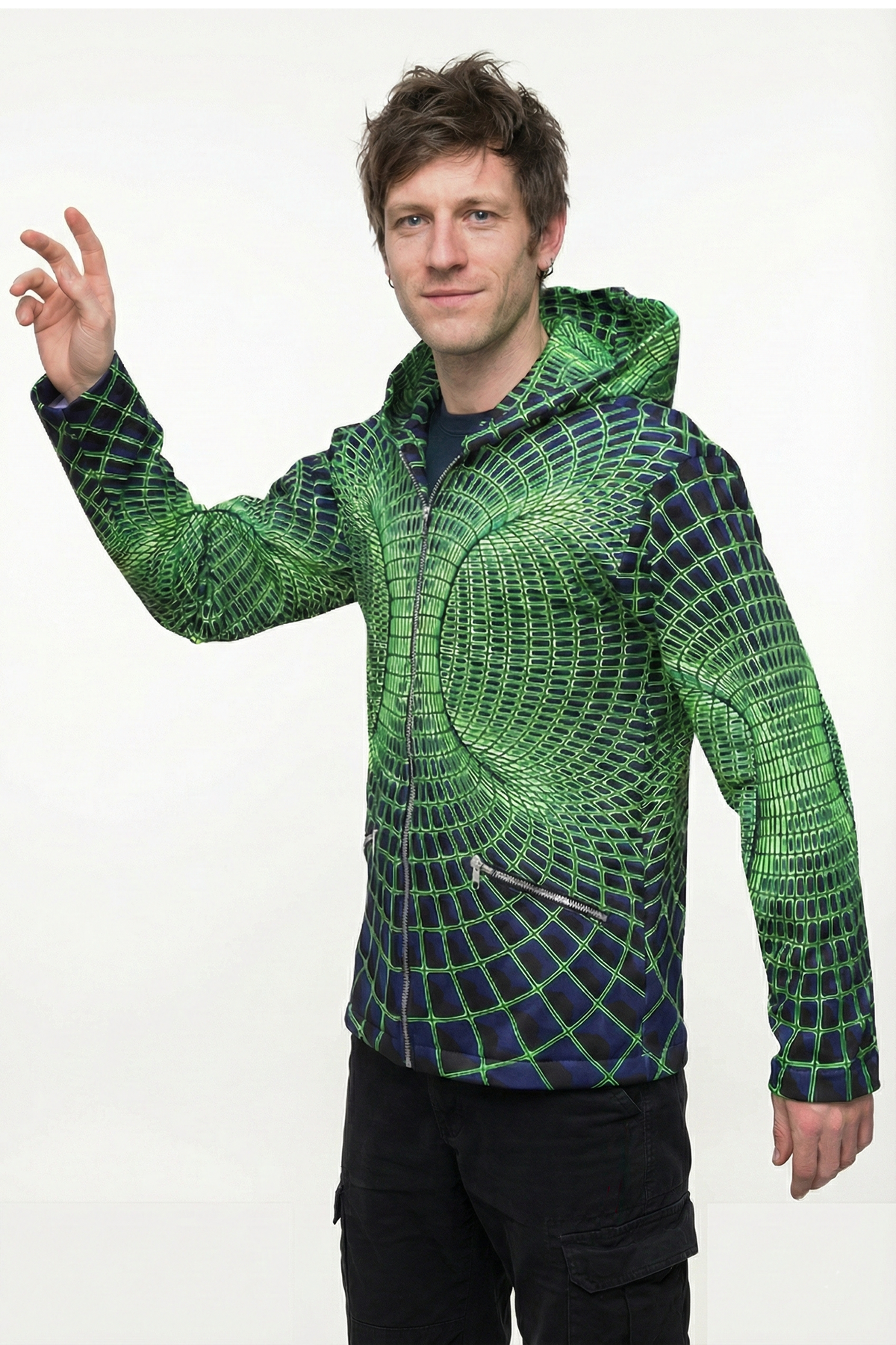 Hooded Zip Jacket : Midnite Vortex - Space Tribe