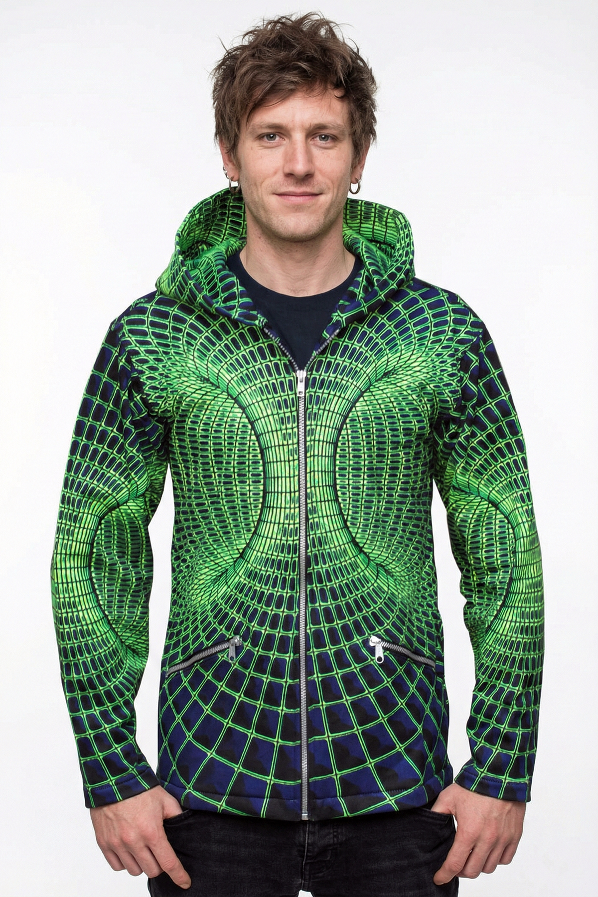 Hooded Zip Jacket : Midnite Vortex - Space Tribe