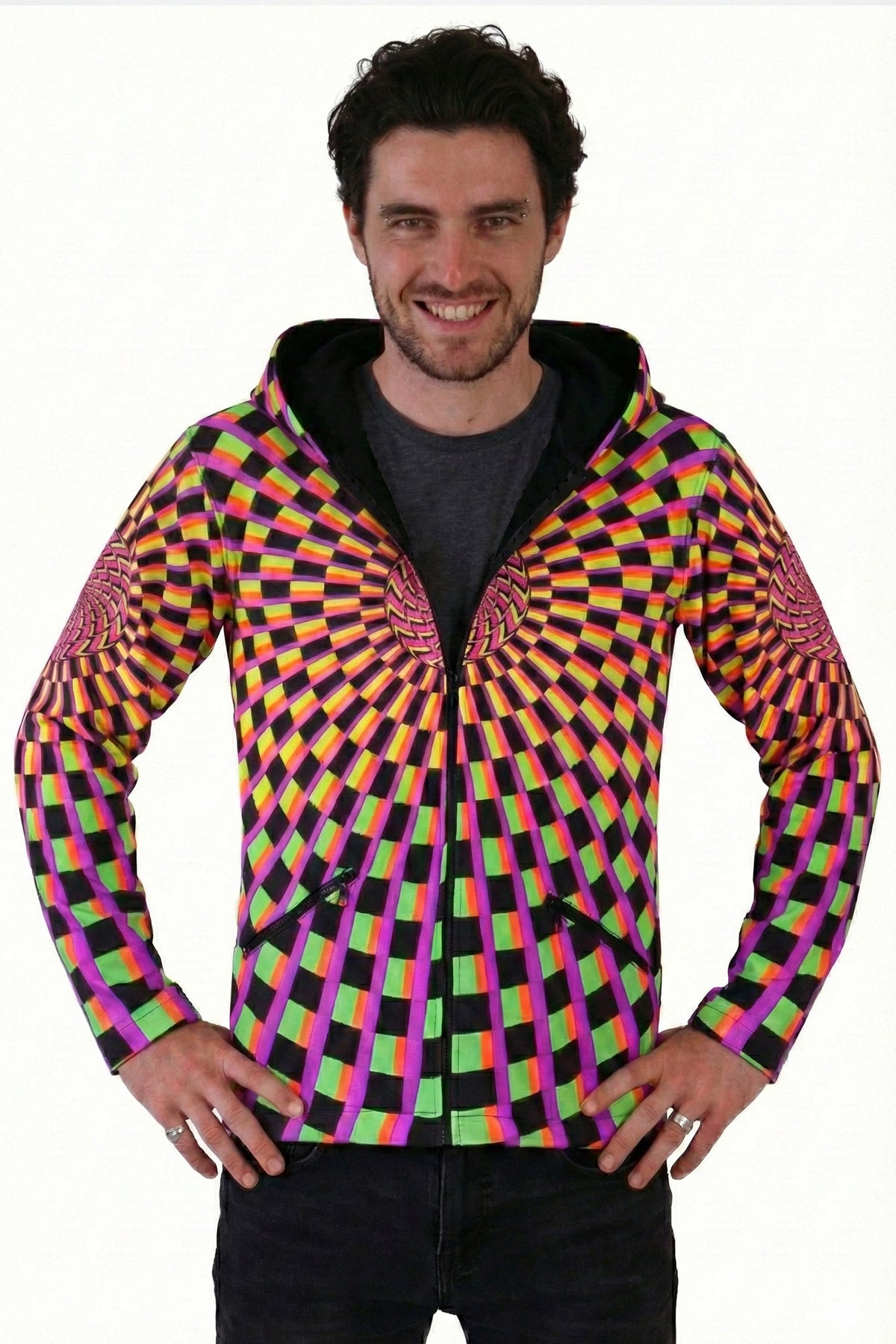 Hooded Zip Jacket : Rainbow Vertigo