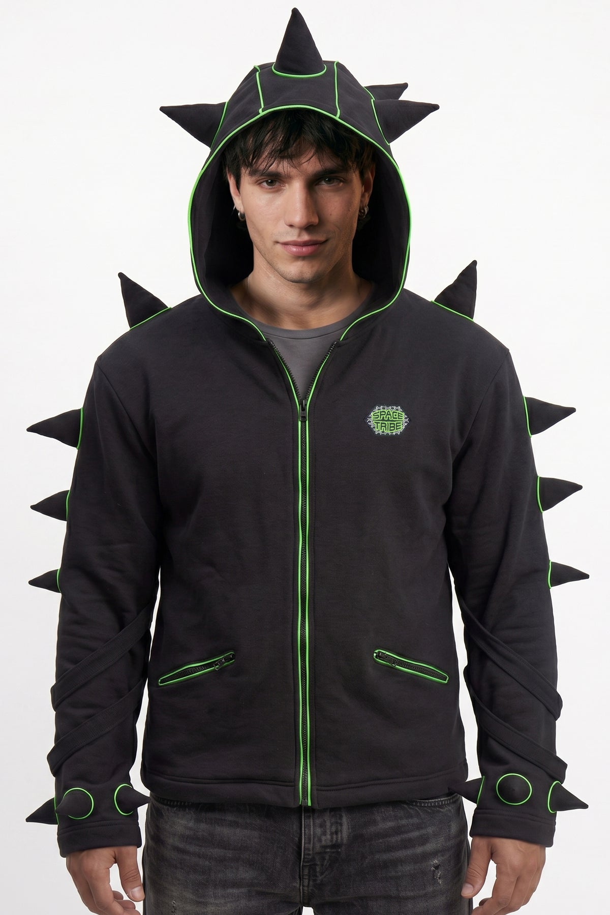Spikey Urchin Jacket : Black + UV Lime