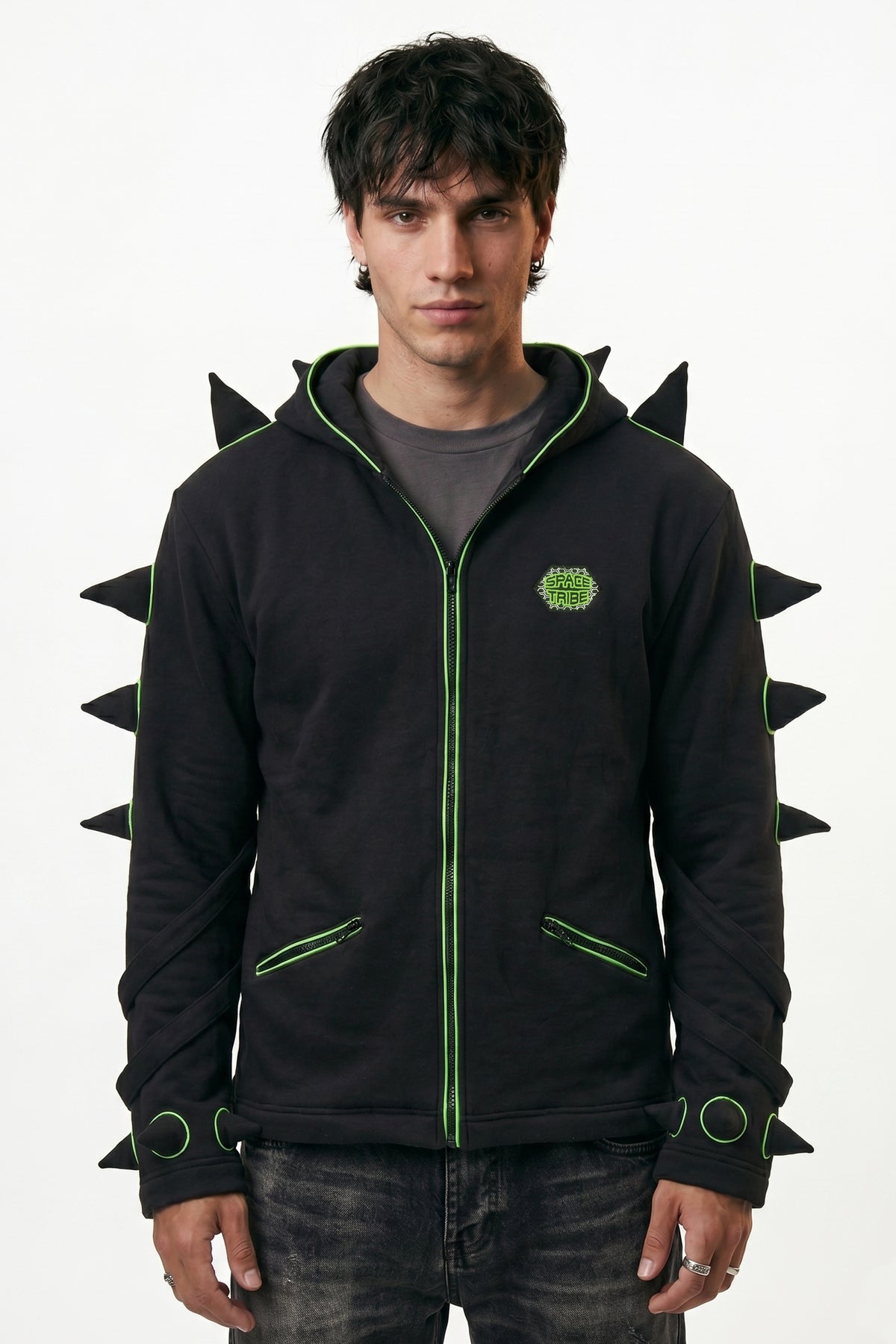 Spikey Urchin Jacket : Black + UV Lime