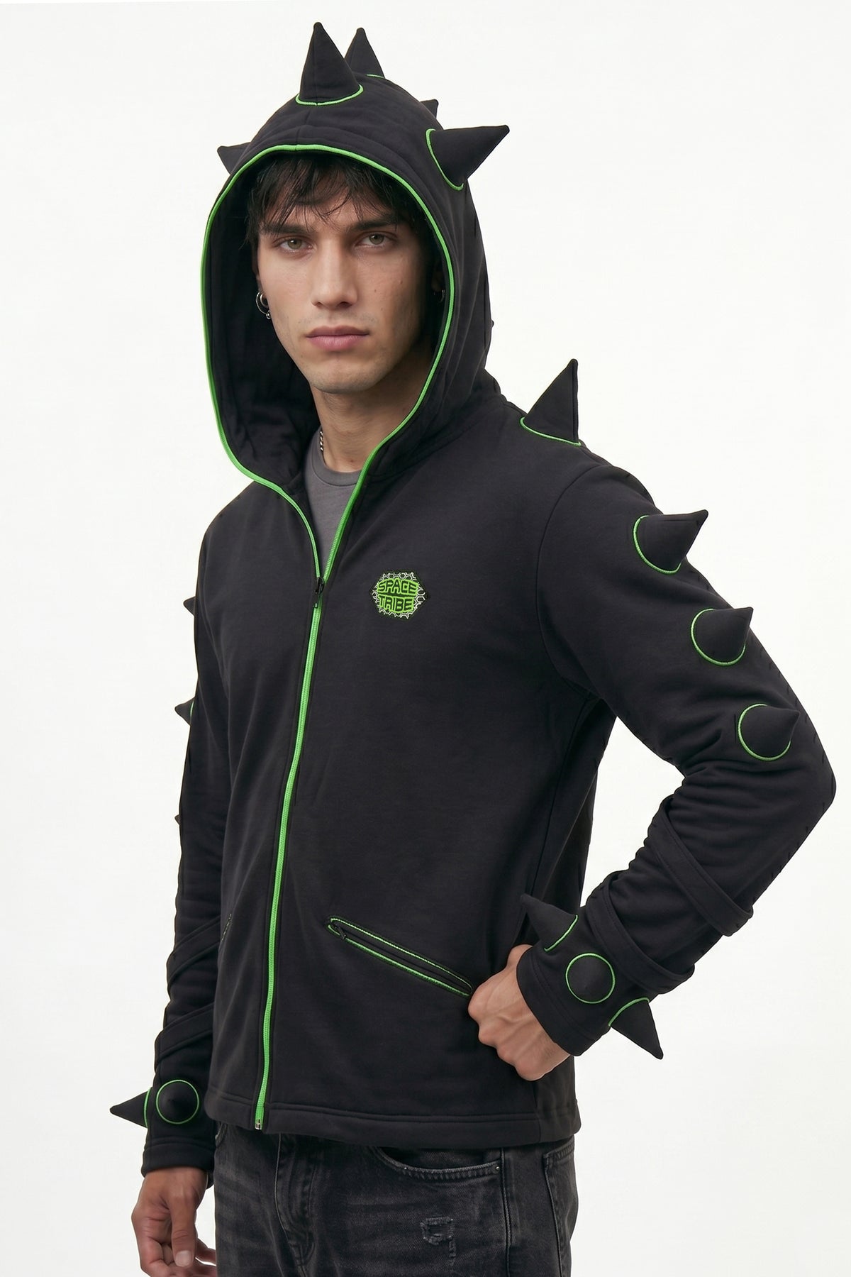 Spikey Urchin Jacket : Black + UV Lime