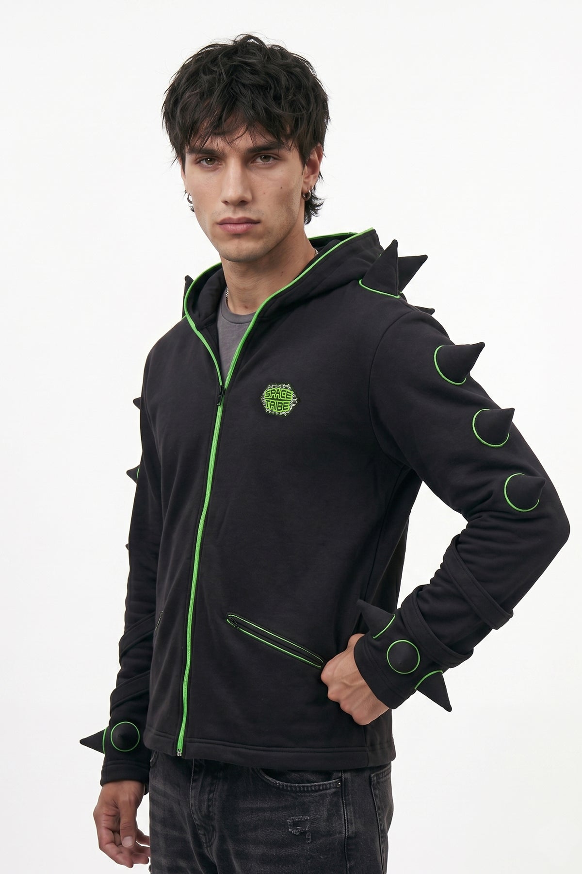 Spikey Urchin Jacket : Black + UV Lime