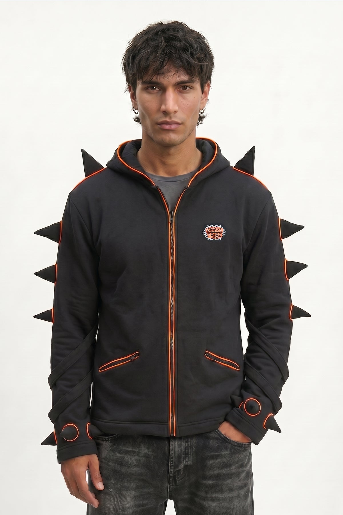 Spikey Urchin Jacket : Black + UV Orange