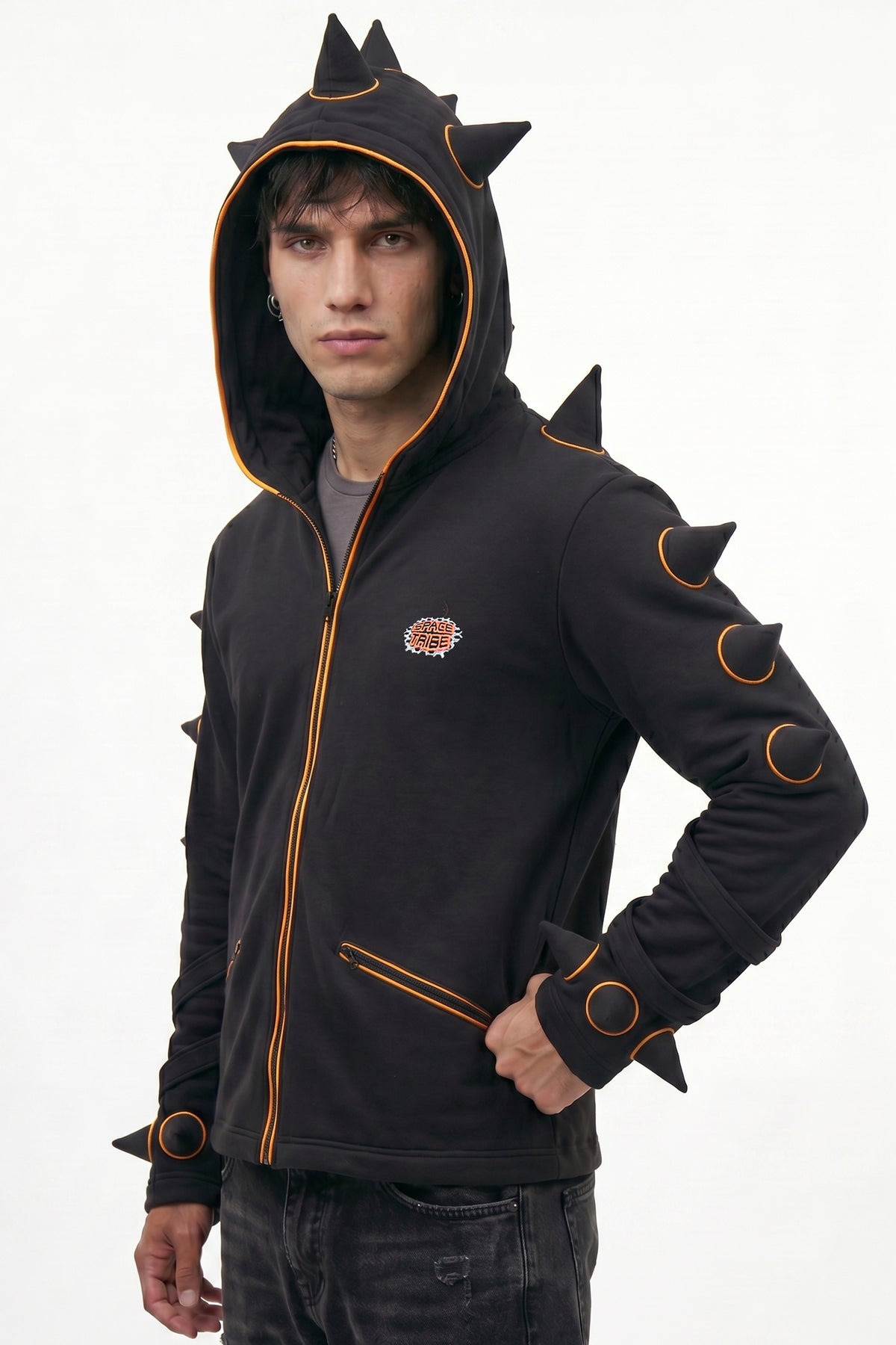 Spikey Urchin Jacket : Black + UV Orange