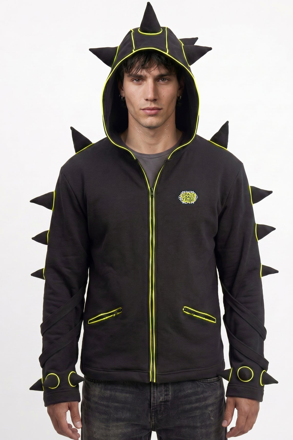 Spikey Urchin Jacket : Black + UV Yellow