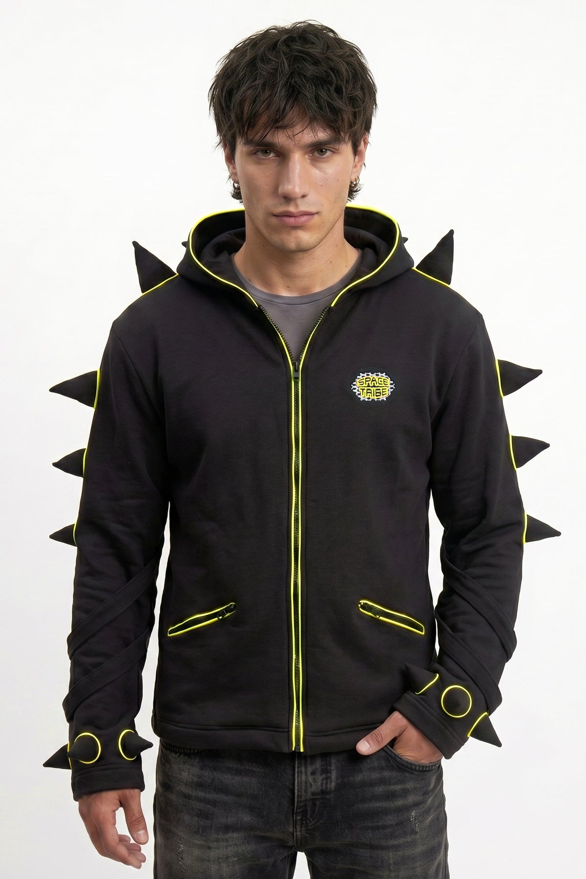 Spikey Urchin Jacket : Black + UV Yellow