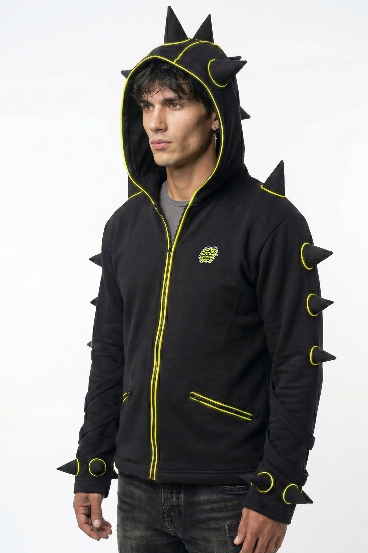 Spikey Urchin Jacket : Black + UV Yellow