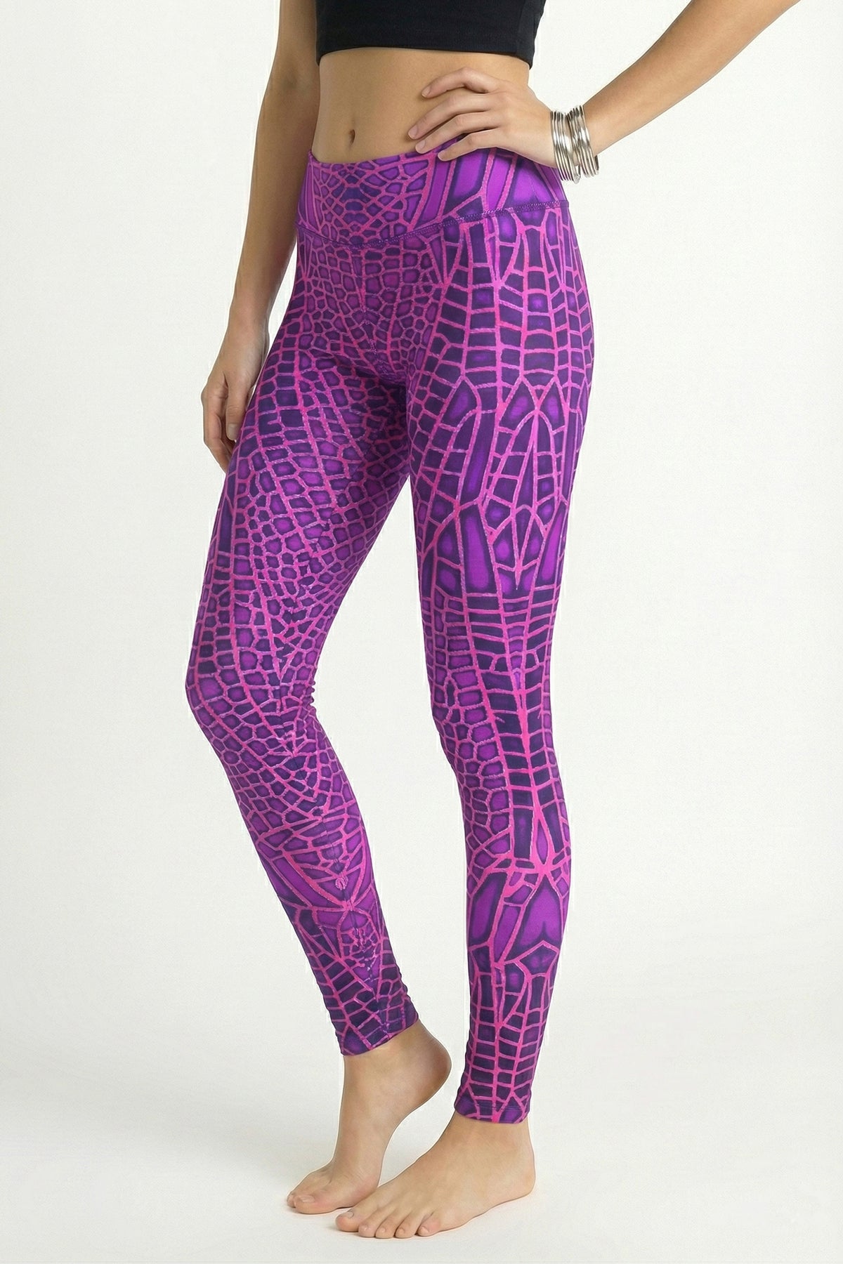 Wide waistband Leggings : Pink Dragonfly