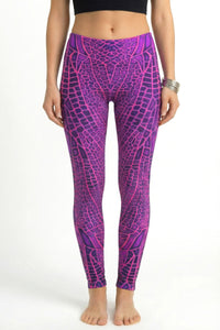 Wide waistband Leggings : Pink Dragonfly