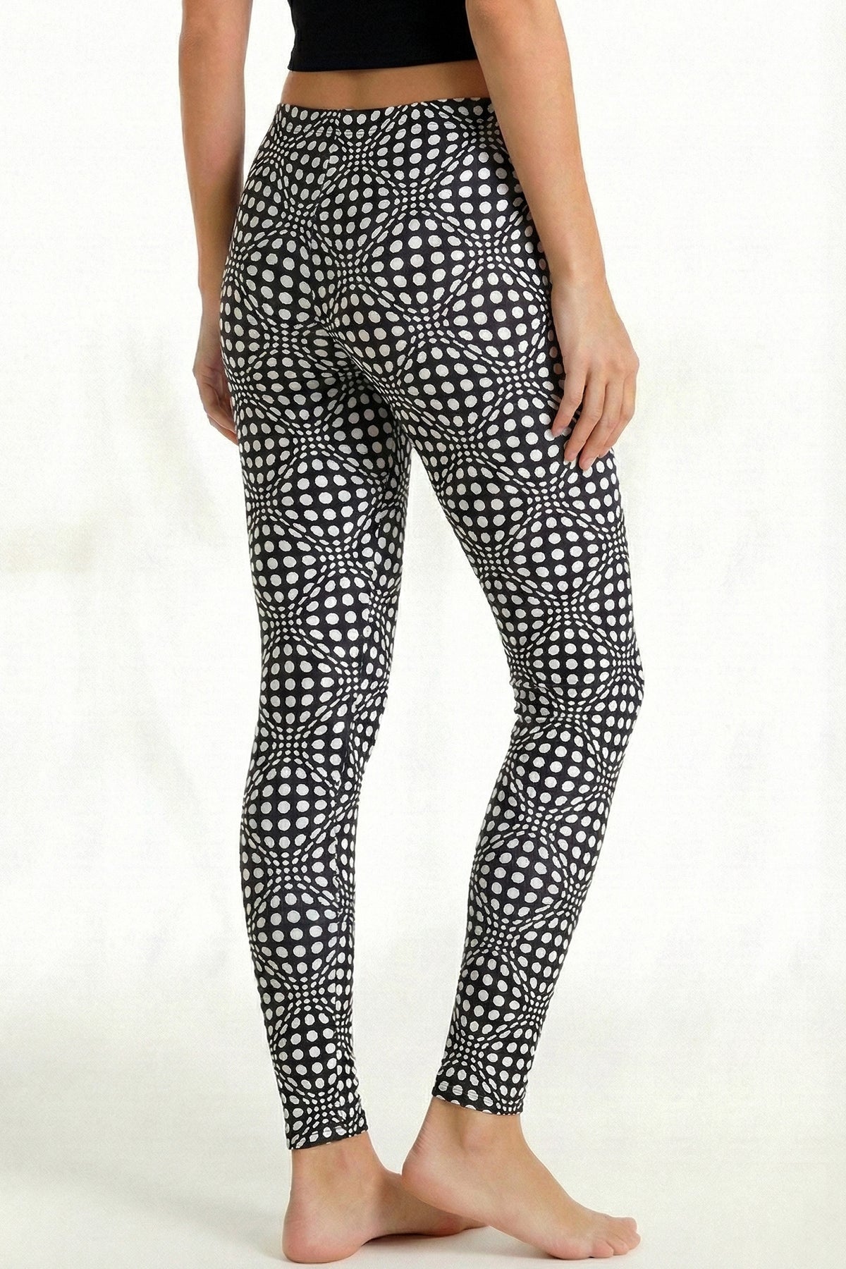 Wide waistband Leggings : Black & White Wobberelli