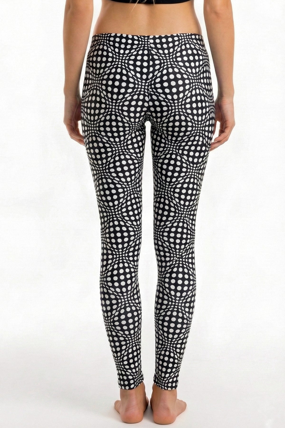 Wide waistband Leggings : Black & White Wobberelli