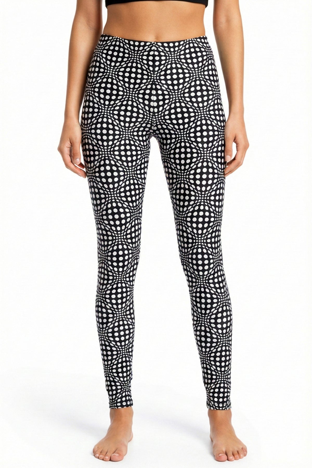 Wide waistband Leggings : Black & White Wobberelli