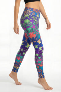 Wide waistband Leggings : Rainbow Jellyfish Fractal